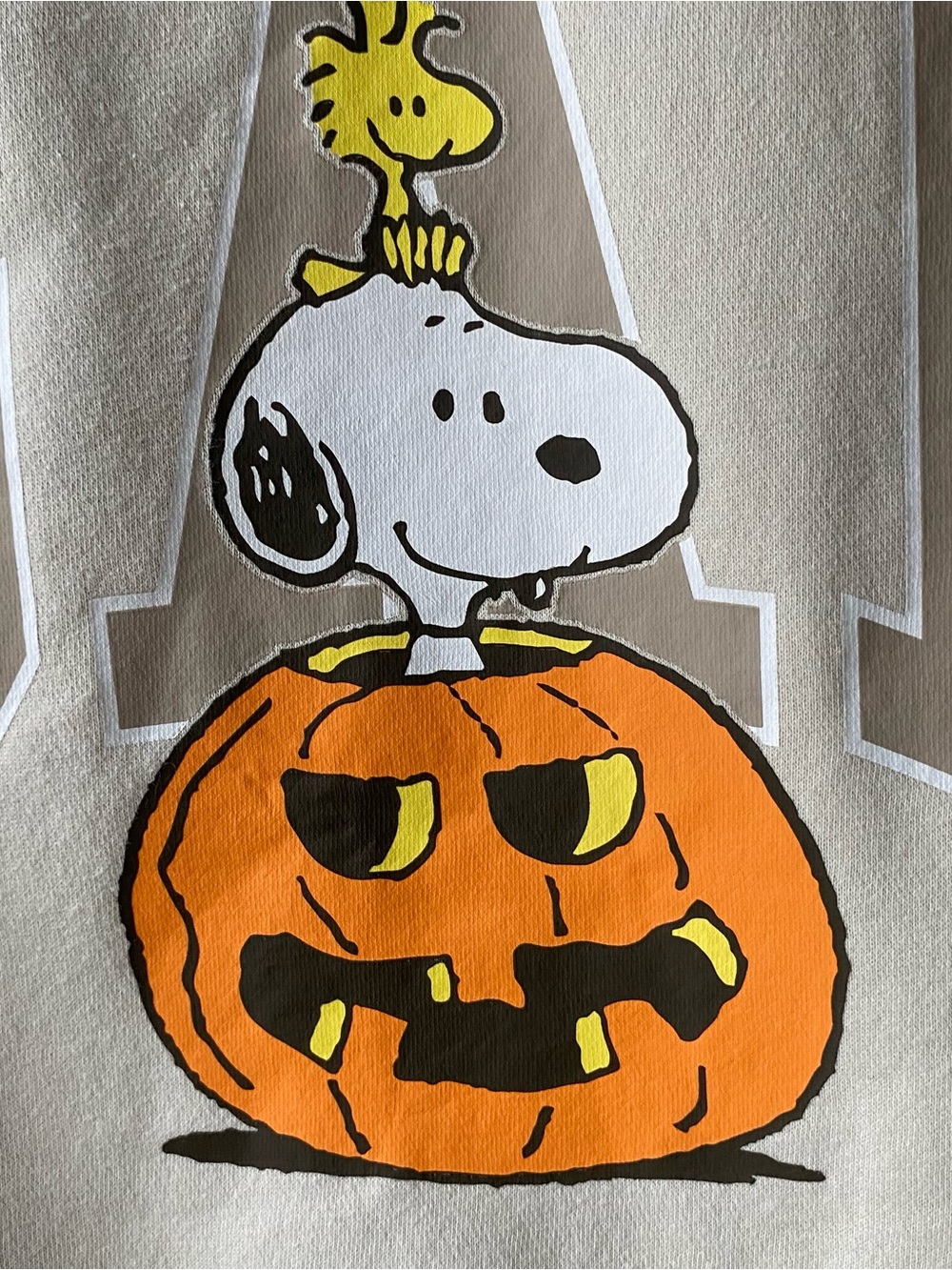 Gap Peanuts Halloween Sweatshirt Size Large Oversized Cropped EUC Beige Snoopy - Picture 10 of 16